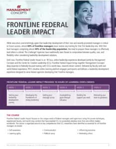 Image containing information about the Frontline federal leader impact with two people smiling and looking into the distance.