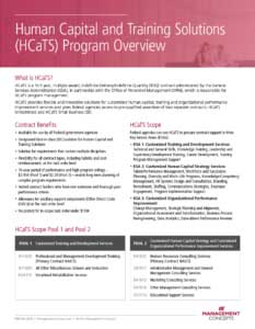 Image containing information about Human Capital and Training Solutions (HCaTS) Program Overview.