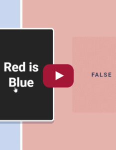 Graphic showing a sorting activity with the left side that is blue being true and the right side that is red being false.